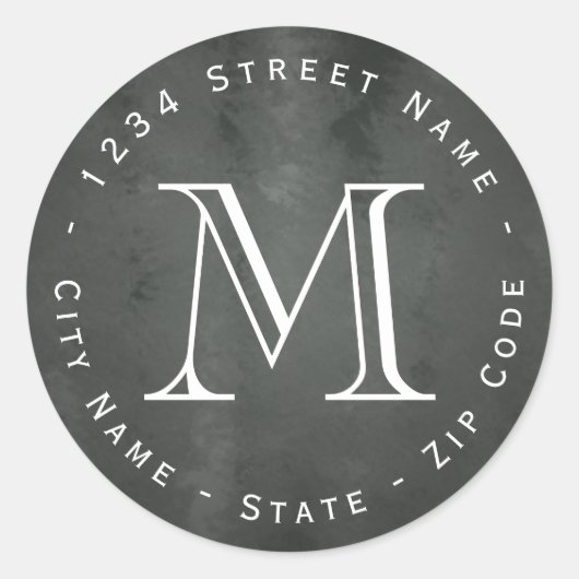 サーキュラーシャルボードモノグラム差出人住所ラベル ラウンドシール (正面)