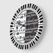 サーキュラーピアノと楽譜大時計 ラージ壁時計 (傾斜)