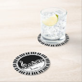 サーキュラーピアノ鍵とジャンブルミュージックノート ラウンドペーパーコースター (インサイチュ)