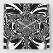 サーキュラー ゼブラ カレイドスコープ アート プリント スクエア壁時計 (正面)