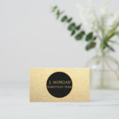 サークカスタムルエレガントトレンディー金ゴールドとブラック 名刺 (スタンド正面)