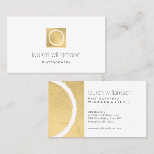 サークミニマルカメラレンズ金ゴールド撮影ロゴ 名刺 (正面/裏面)