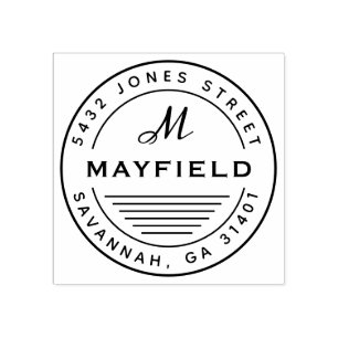 サークモダンルモノグラムラウンド差出人住所 ラバースタンプ