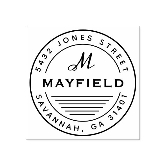 サークモダンルモノグラムラウンド差出人住所 ラバースタンプ (インプリント)