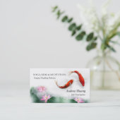 サークルの生活オリエンタル禅風水コイ&ロータス 名刺 (スタンド正面)