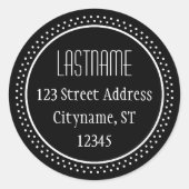 サークルアドレスのステッカーテンプレート – 黒 ラウンドシール (正面)