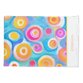 サークルアートキッズネームカラフルベッドルームデコールおもしろい 枕カバー (裏面)