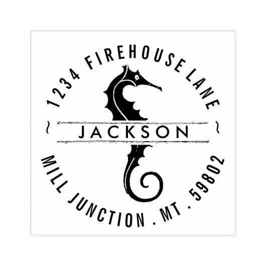 サークルインのシーホース差出人住所スタンプ ラバースタンプ (インプリント)