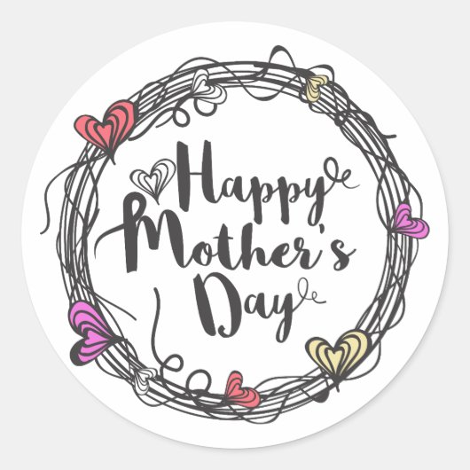 サークルウィズ/ハートハッピーマザーの日ステッカーシール ラウンドシール (正面)