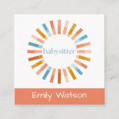 サークルウェアのピンブルーアンドピーチIGベビーシッター スクエア名刺 (正面)