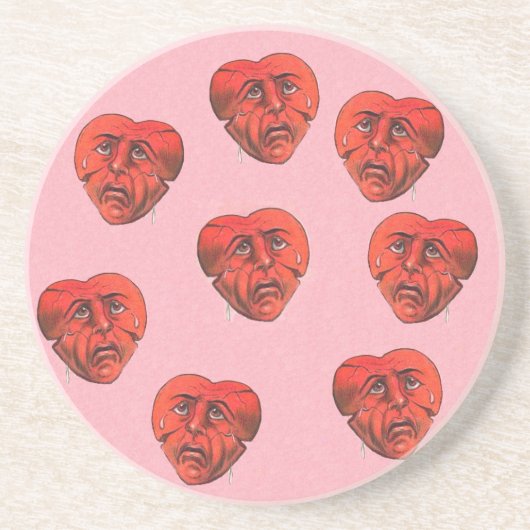 サークルオブサーレアル壊れた泣き叫び赤いハート顔 コースター (正面)