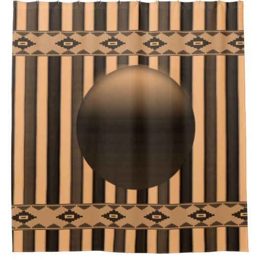 サークルオレンジ色の黒ストライプ色のショーカーテン シャワーカーテン (正面)