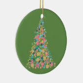 サークルオーナメントホリデーツリー – 抽象芸術ドットアート セラミックオーナメント (右)