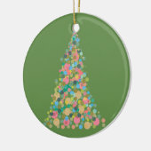 サークルオーナメントホリデーツリー – 抽象芸術ドットアート セラミックオーナメント (左)
