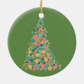 サークルオーナメントホリデーツリー – 抽象芸術ドットアート セラミックオーナメント (裏面)