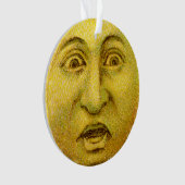 サークルオーナメント – 黄色のヴィンテージムーンマン オーナメント (正面)