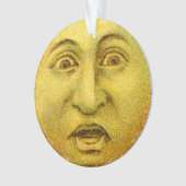 サークルオーナメント – 黄色のヴィンテージムーンマン オーナメント (正面)