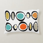 サークルカラフルターコイズオレンジミッドセンチュリー アクセントクッション (正面)