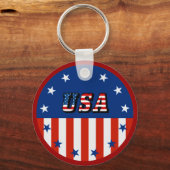 サークルキーチェーンのアメリカ国旗と星 キーホルダー (正面)