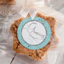 サークルギフトノート、ベビーブルーシルバーグラシアスグラム ラウンドシール