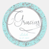 サークルギフトノート、ベビーブルーシルバーグラシアスグラム ラウンドシール (正面)