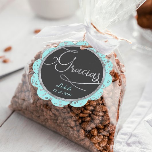 サークルグラシアスベビーブルーシルバー紙吹雪プレゼント フェイバータグ