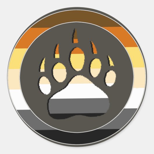 サークルゲイベアーズプライドフラッグベアーポー ラウンドシール (正面)