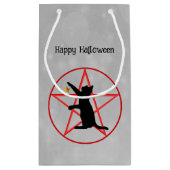 サークルスターのペンタグラムにハロウィーンブラックキャット スモールペーパーバッグ (裏面)