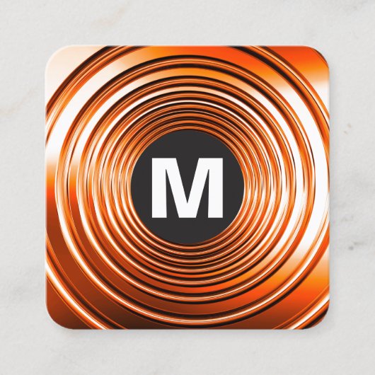 サークルスポットモノグラム – 長い春オレンジ スクエア名刺 (正面)