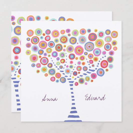 サークルツリーレトロカスタム結婚式招待状 招待状 (正面/裏面)