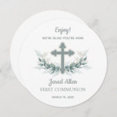 サークルディナープレートサンキューカードバプテスマ 招待状 (正面/裏面)