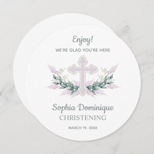 サークルディナープレートサンキューカード《キリスト教》洗礼式や命名式 招待状 (正面/裏面)