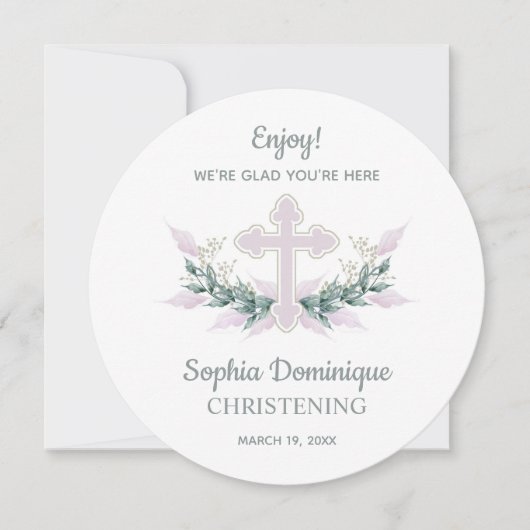 サークルディナープレートサンキューカード《キリスト教》洗礼式や命名式 招待状 (正面)