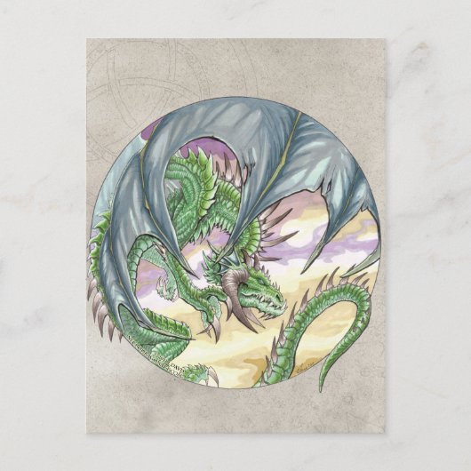 サークルドラゴン – 緑 ポストカード (正面)