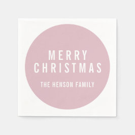 サークルパステルモダンピンクメリークリスマス スタンダードカクテルナプキン