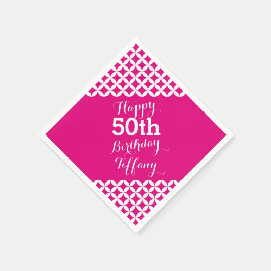 サークルパターン50th誕生日紙ナプキン スタンダードカクテルナプキン (角)