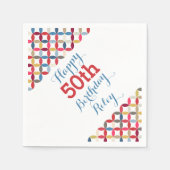 サークルパターン50th誕生日紙ナプキン スタンダードカクテルナプキン (正面)