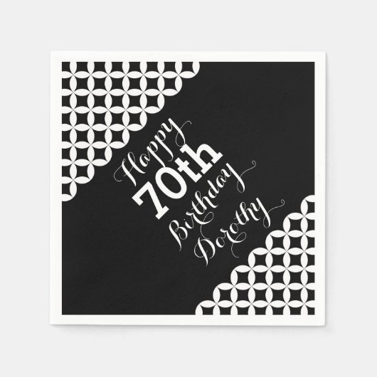 サークルパターン70th誕生日紙ナプキン スタンダードカクテルナプキン (正面)