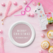サークルパモダンステルピンクメリークリスマス ペーパープレート (パーティー)