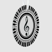サークルピアノ鍵&トレブルクレフ、 音符記号 オーナメント (正面)