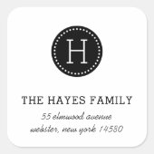 サークルファミリー点々のあるモノグラム住所 シール (正面)