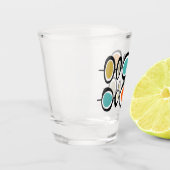 サークルファンキーターコイズオレンジミッドセンチュリー ショットグラス (左)