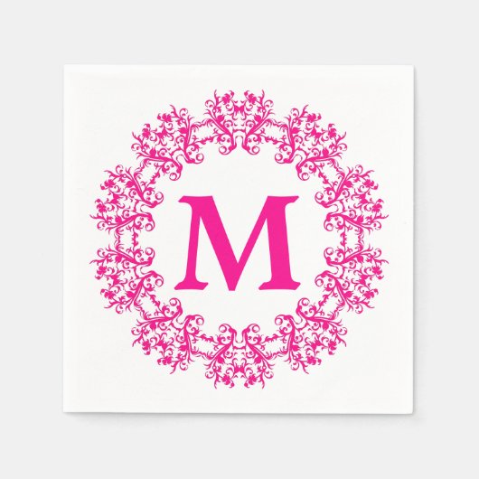 サークルフレームモノグラム紙ナプキンス スタンダードカクテルナプキン (正面)