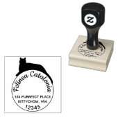 サークルブラックキャット差出人住所スタンプカスタムラウンド ラバースタンプ (押印)