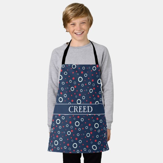 サークルブルーピーチパタミニマルーン エプロン (着用した状態)