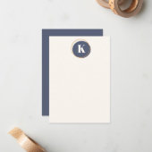 サークルモノグラムミニマルデザインイン海軍とクリーム ノートカード (正面/裏面インサイチュ)