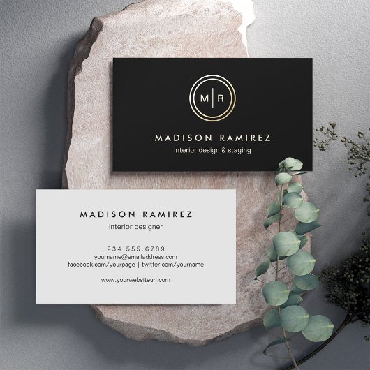 サークルモノグラムモダンロゴクラス白黒 名刺