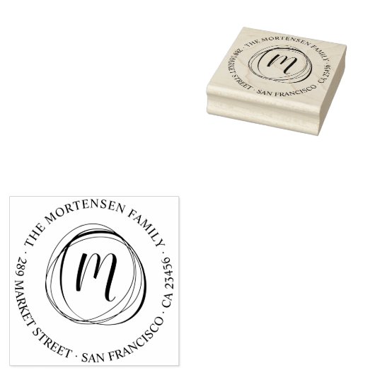 サークルモノグラムラウンドファミリー名差出人住所 ラバースタンプ (押印)