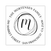 サークルモノグラムラウンドファミリー名差出人住所 ラバースタンプ (インプリント)