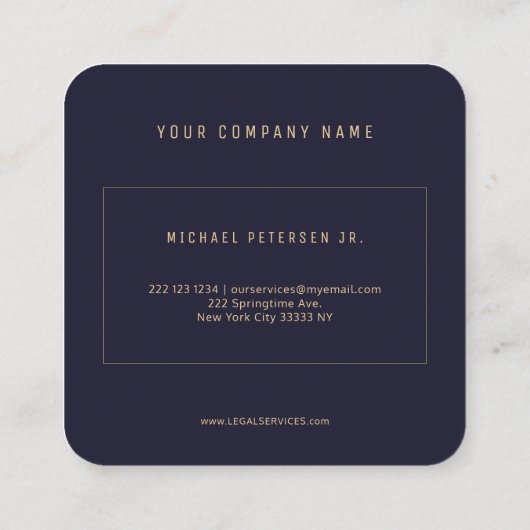 サークルモノグラム海軍金ゴールド法律顧問サービス スクエア名刺 (裏面)